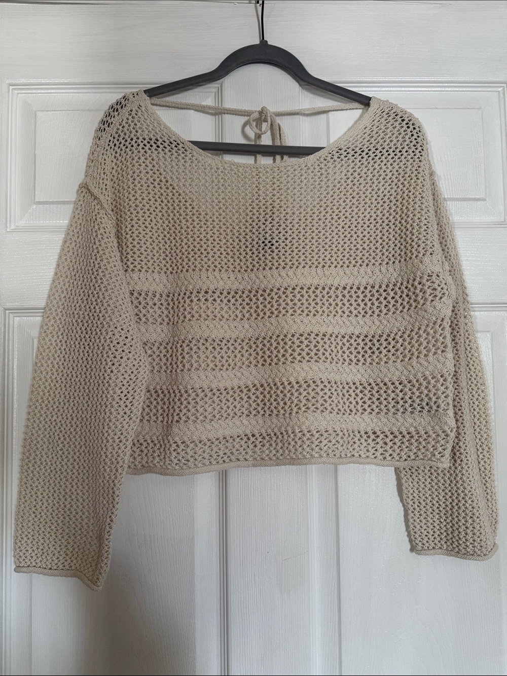 AE Cropped Open Knit Sweater
